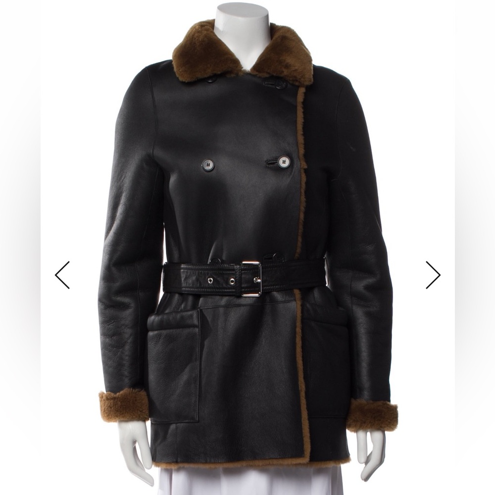 MAJE BLACK / CAMEL REVERSIBLE FAUX SHEARLING COAT